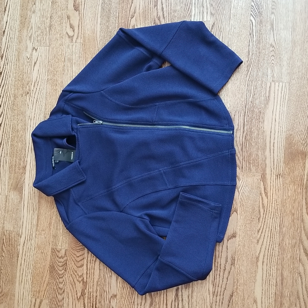 (2X) NWT Torrid Cross Zip Knit Moto Asymmetrical Business Casual Collared